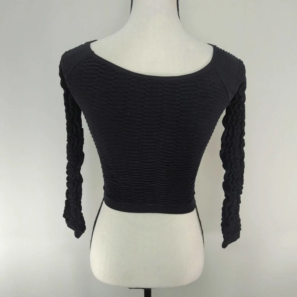 Anthropologie‎ Women's Smocked Black Baby Tee S/M